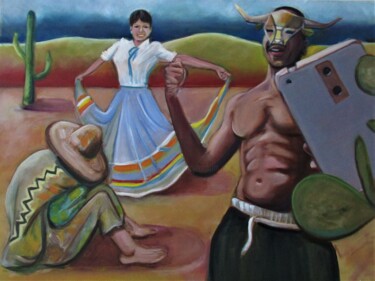 Pintura intitulada "Culture clash" por Cyril Harris, Obras de arte originais, Óleo