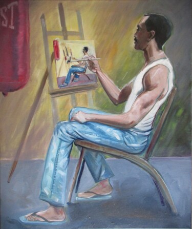 Pintura titulada "Painters studio" por Cyril Harris, Obra de arte original, Oleo