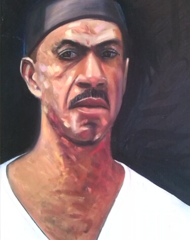 Painting titled "self portrait 5" by Cyril Harris, Original Artwork, Acrylic