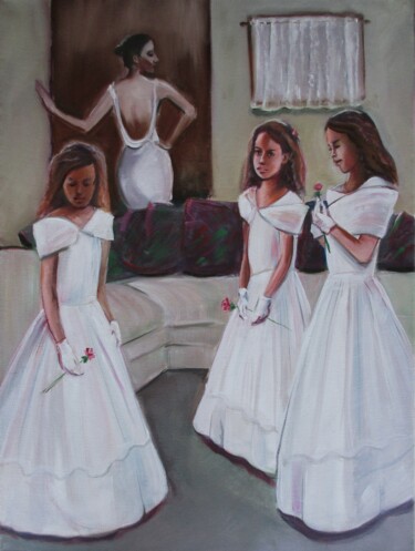 Peinture intitulée "Flower girls 2" par Cyril Harris, Œuvre d'art originale, Huile