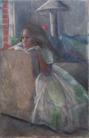Painting titled "Flower girls 3" by Cyril Harris, Original Artwork, Pastel