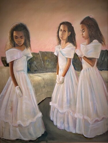 Painting titled "Flower girls 4" by Cyril Harris, Original Artwork, Oil
