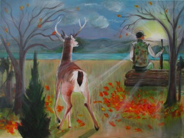Malerei mit dem Titel "The Hunter" von Cyril Harris, Original-Kunstwerk, Acryl