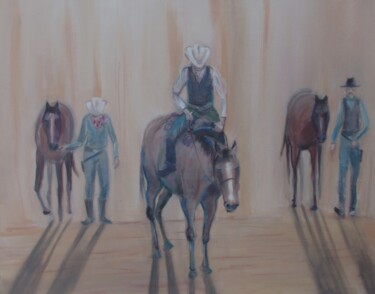 Peinture intitulée "Three cowboys" par Cyril Harris, Œuvre d'art originale, Acrylique