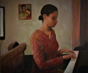 "Piano girl" başlıklı Tablo Cyril Harris tarafından, Orijinal sanat, Petrol