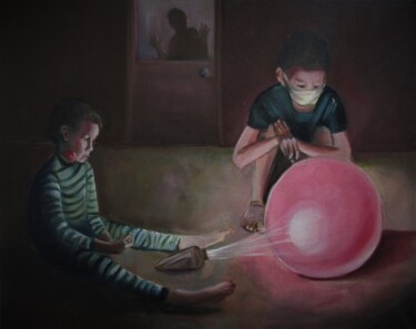 Painting titled "Boys and Light 1" by Cyril Harris, Original Artwork, Oil