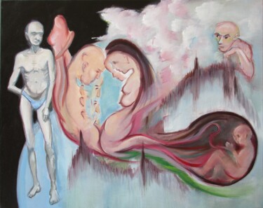 Schilderij getiteld "Birth Life and Deat…" door Cyril Harris, Origineel Kunstwerk, Olie