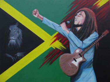 Malerei mit dem Titel "Tribute to Marley" von Cyril Harris, Original-Kunstwerk, Acryl