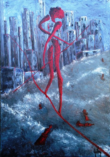 Peinture intitulée "crépuscule" par Cyril Lagorce, Œuvre d'art originale, Huile