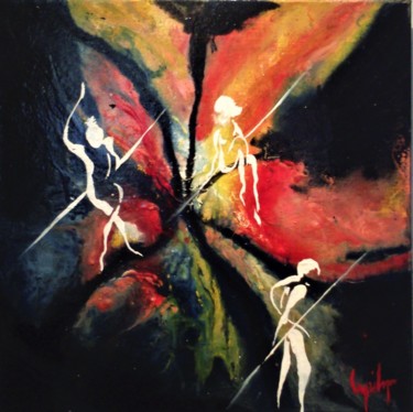 Malerei mit dem Titel "En équilibre devant…" von Cyril Lagorce, Original-Kunstwerk, Öl