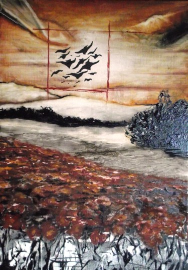 Schilderij getiteld "Oiseaux de lumiére…" door Cyril Lagorce, Origineel Kunstwerk, Olie