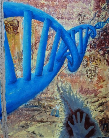 Peinture intitulée "ADN parcours d'évol…" par Cyril Lagorce, Œuvre d'art originale, Huile