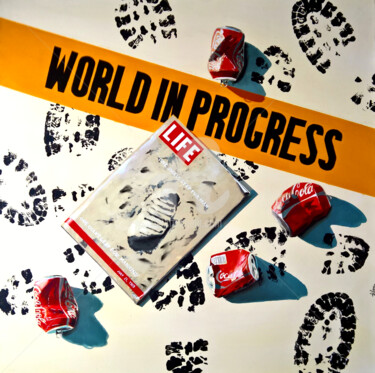Malarstwo zatytułowany „World in progress” autorstwa Cyrille Clément, Oryginalna praca, Akryl Zamontowany na Drewniana rama…