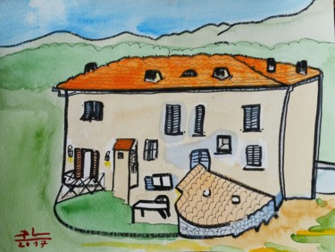 Pintura titulada "Maison Corse" por Cyrille Baudrin, Obra de arte original, Acuarela