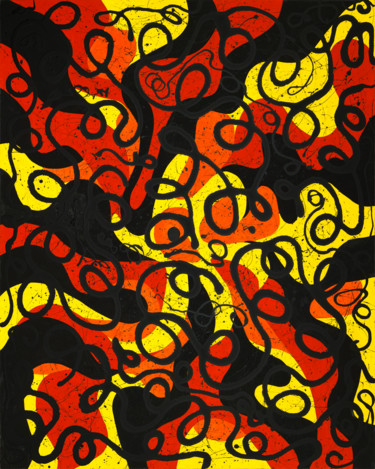 Malerei mit dem Titel "Inner Fire" von Cyril Walker, Original-Kunstwerk, Emaille