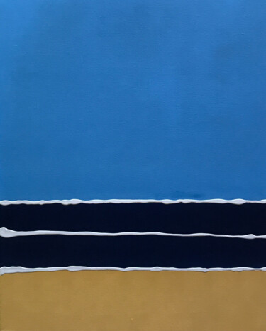 Painting titled "Sand, Surf, and Sky" by Cyril Walker, Original Artwork, Enamel