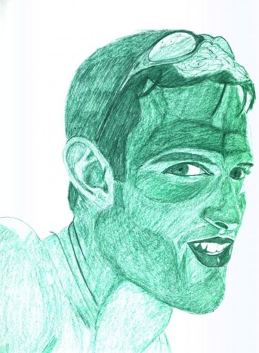 Pintura intitulada "Jeune homme vert" por Cyrus, Obras de arte originais, Óleo