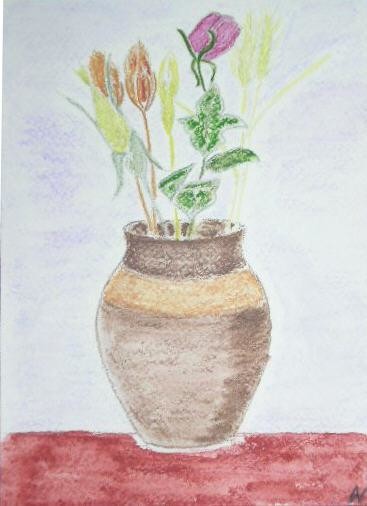 Painting titled "Vase" by Cyrus, Original Artwork, Oil