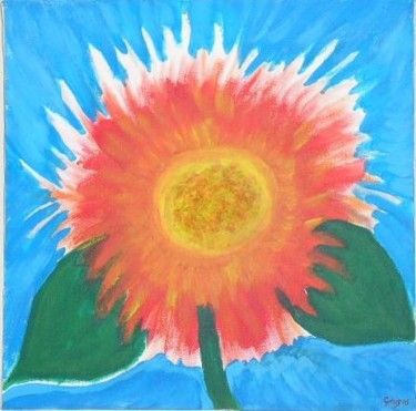 Painting titled "Fleur soleil" by Cyrus, Original Artwork, Oil
