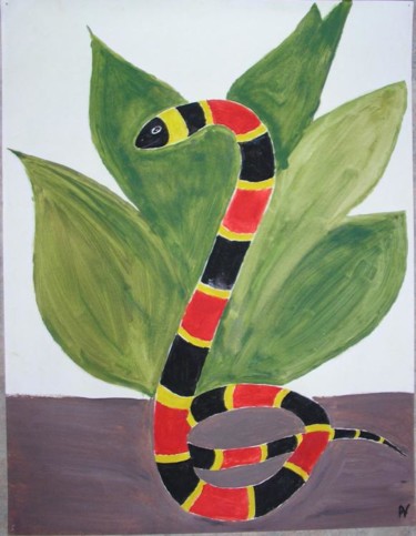 Malerei mit dem Titel "Le serpent" von Cyrus, Original-Kunstwerk, Öl