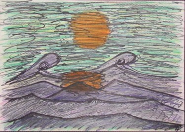 Peinture intitulée "Soleil dans le dése…" par Cyrus, Œuvre d'art originale, Huile