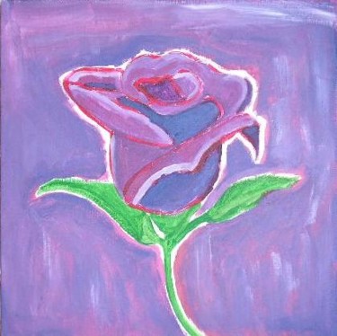绘画 标题为“Rose violette sur f…” 由Cyrus, 原创艺术品, 油
