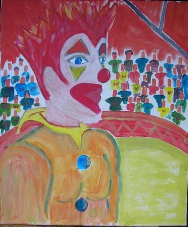 Painting titled "Le clown" by Cyrus, Original Artwork, Oil