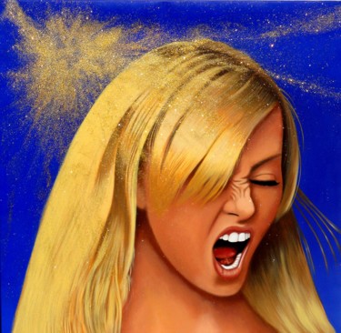 Painting titled "Charlize-loves-gold" by Czart, Original Artwork, Acrylic