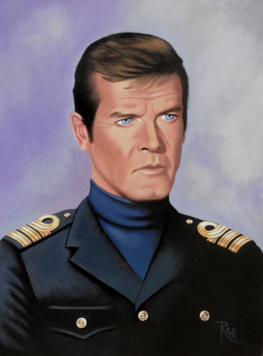 Peinture intitulée "Roger Moore 007" par Czart, Œuvre d'art originale, Acrylique