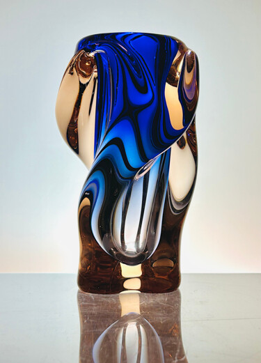 Design intitulada "Blue and Brown  Art…" por Czech Art Glass, Obras de arte originais, Quadro de Arte