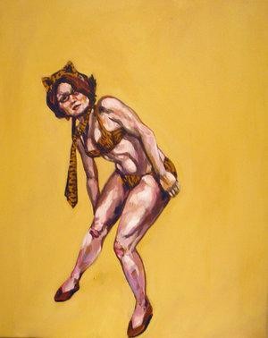 Painting titled "Cat: The Prey" by Christina Zuloaga, Original Artwork