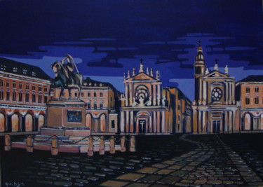 Pittura intitolato "NOTTE SU TORINO" da M.D-Agostino, Opera d'arte originale, Acrilico