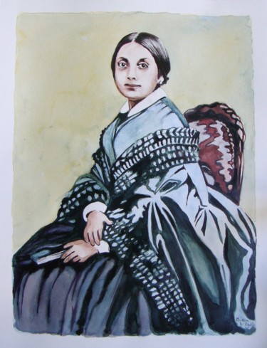 Pittura intitolato "Maria Ferrari-Fonda…" da M.D-Agostino, Opera d'arte originale, Acquarello