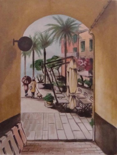 Painting titled "PASSEGGIANDO" by M.D-Agostino, Original Artwork, Watercolor