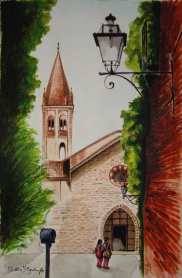 Pittura intitolato ""Chiesa Convento di…" da M.D-Agostino, Opera d'arte originale, Acquarello