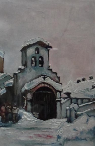 Pittura intitolato ""CHIANALE - CHIESA"" da M.D-Agostino, Opera d'arte originale, Olio