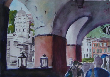 Painting titled "VERNAZZA- Giornata…" by M.D-Agostino, Original Artwork, Watercolor