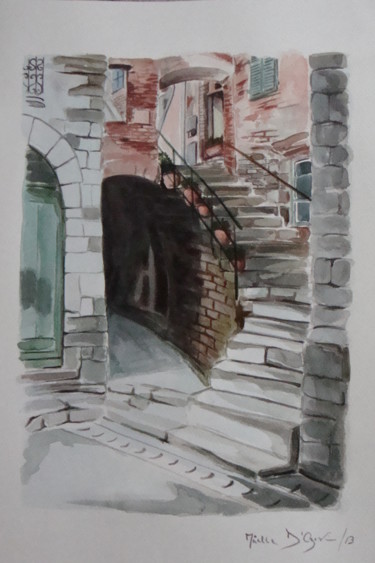 Painting titled ""SCORCIO DI CORNIGL…" by M.D-Agostino, Original Artwork, Watercolor