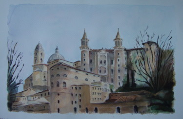 Картина под названием "Urbino" - M.D-Agostino, Подлинное произведение искусства, Акварель