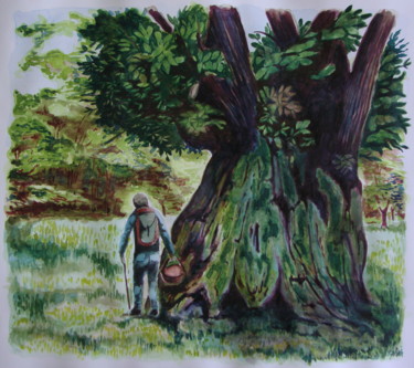 Painting titled ""IL BOSCO, imponent…" by M.D-Agostino, Original Artwork, Watercolor