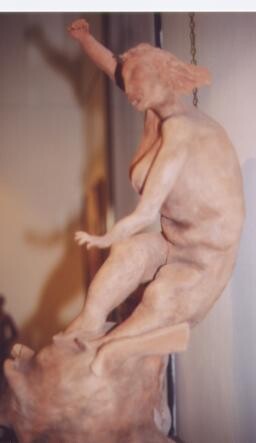 Sculpture intitulée "Domatrice di maiali" par D'Ambros Aferrigno, Œuvre d'art originale