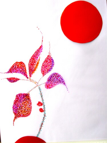 Dibujo titulada "Red Leaves in the M…" por D Avergon, Obra de arte original, Collages
