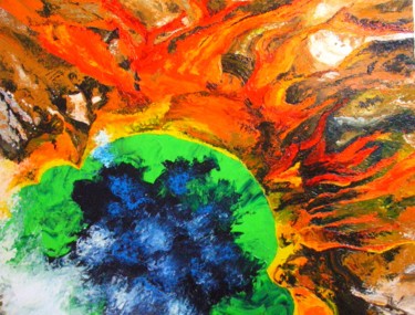 Peinture intitulée "Caldera à Yellowsto…" par Daniele Baille Barrelle, Œuvre d'art originale, Huile