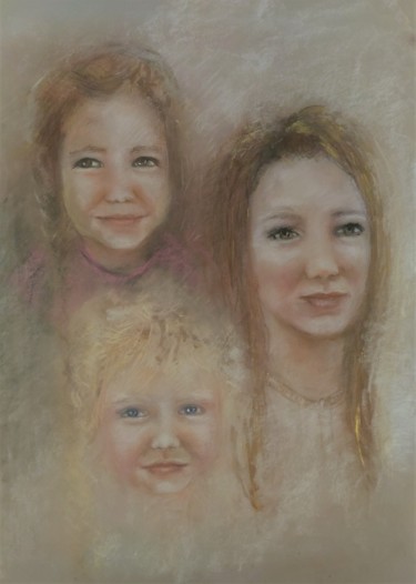 Peinture intitulée "les-cousines.jpg" par Marie-Lise Courtel, Œuvre d'art originale, Pastel