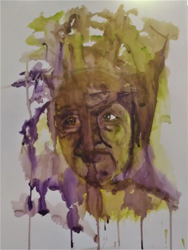 Peinture intitulée "Homme arbre" par Marie-Lise Courtel, Œuvre d'art originale, Aquarelle