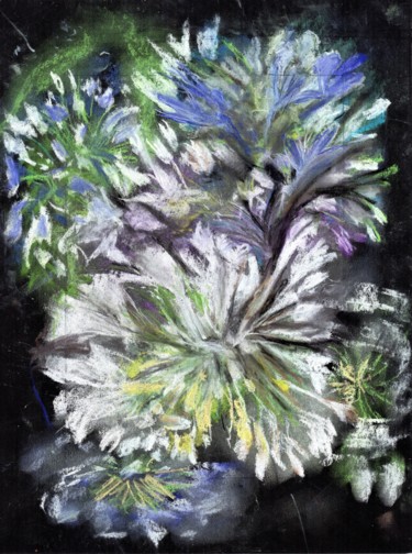 Peinture intitulée "Fleurs Pastel" par Marie-Lise Courtel, Œuvre d'art originale, Craie