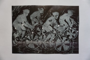 Printmaking titled "VELOS BILLES BLANCH…" by Dominique Duhot, Original Artwork, Engraving