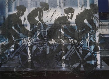 印花与版画 标题为“vélos noir et bleu” 由Dominique Duhot, 原创艺术品, 雕刻
