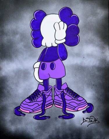 Drawing titled "PURPLE KAWS" by D.Ink, Original Artwork, Spray paint