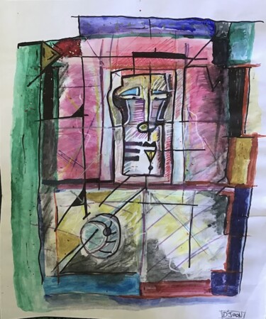 Drawing titled "clwon" by D’Joon, Original Artwork, Watercolor